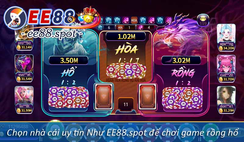 Rồng Hổ EE88 - Tựa Game Bài Dễ Chơi Hoàn Trả Lớn 6 chọn nhà cái uy tín như ee88.spot để chơi game rồng hổ
